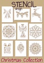 Set of Stencil design templates. Christmas