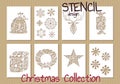 Set of Stencil design templates. Christmas