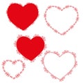 Set of stencil hearts for design