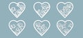 Set stencil hearts with flower magnolia. Template for interior design, invitations, etc. Vector illustration. Sticker set. Pattern