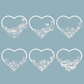 Set stencil hearts with flower. Template for interior design, invitations, etc. Vector illustration. Sticker set