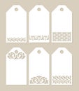 Set stencil labels with carved pattern