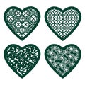 Set stencil lacy hearts with carved openwork pattern. Template for interior design, layouts wedding cards, invitations, etc. Image Royalty Free Stock Photo