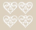 Set stencil lacy hearts with openwork pattern Royalty Free Stock Photo