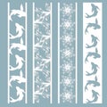 Set of stencils for laser cutting in the Japanese style. Panel depicting tropical fish and flowers, cut out of paper. Bookmark set