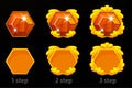 Set of step by step improvement of the gem icon and goldem template frame for the game. Royalty Free Stock Photo