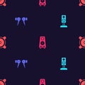 Set Stereo speaker, Air headphones, and on seamless pattern. Vector Royalty Free Stock Photo
