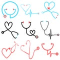 Set of Stethoscope icon in trendy flat style. Stethoscope icon page symbol for your web site design Stethoscope icon logo, app, UI