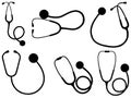 Set of stethoscope silhouette vector art