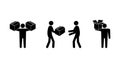 Set of stick figures, professional movers and parcel delivery, vector illustration Royalty Free Stock Photo