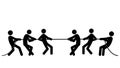 Set of stick figures tug of war, flat vector illustration Royalty Free Stock Photo