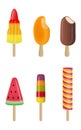 Set of stick ice creams