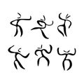 Set stick men, dynamic position icon. Figures, standing posture symbol, sign. Pictogram isolated on white background. Persons Royalty Free Stock Photo