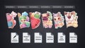 Set sticker - cat, briefcase, crocodile, alligator, worm, apple, dog, hippo, bone,