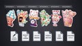 Set sticker - ice, cream, icecream, crocodile, bear, diplomat, toilet, wc, bird, cat, kitty, scale, giraffe