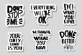 Set of sticker quotes. Vector text illustration.