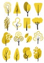 Set of stickers. autumn trees. vector. minimalistic icons.