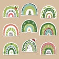 Set of stickers with Christmas rainbows.