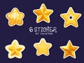 Set Of Stickers Christmas Stars. Symbol of happy new year. Christmas celebration, winter. Vector card flat design. Vector Royalty Free Stock Photo