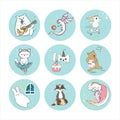 A set of stickers with cute animals.