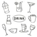 Set stickers of different drinks