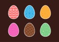 Set of stickers easter eggs with different patterns.