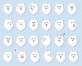 Set of stickers with emotions, Samoyed dog