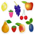 Set of stickers fruits and berries.