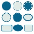 Set of stickers, labels, stamps in blue, white. Sticker sale, discounts Royalty Free Stock Photo