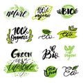 Set of , stickers, labels, tags with text. natural product, organic, healthy food. Organic food badges in vector