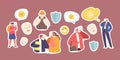 Set of Stickers Male and Female Characters Hiding Faces Behind Social Masks With Fake Positive Emotions Royalty Free Stock Photo