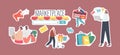 Set of Stickers Marketplace Retail Business Theme, Online Shopping, Digital Shop App or Pc Browser. Buyers Purchasing Royalty Free Stock Photo