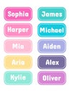 Set of stickers with names. Notepad stickers. Baby tags.