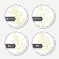 Set of stickers for package design with rosemary, parsley, dill, thyme