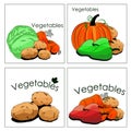 Set of stickers of vegetables in markets
