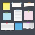 Set of sticky note and torn paper sheets isolated background Royalty Free Stock Photo