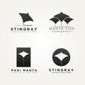 Set of stingray manta fish icon logo illustration