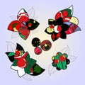 Set of stock floral patchwork pattern. russian ornament