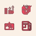 Set Stock market news, Financial growth and dollar, Bull bear of stock and Identification badge icon. Vector