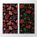 Set of stock seamless doodle floral pattern. orient.