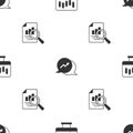 Set Stocks market growth graphs, Financial and Document with chart on seamless pattern. Vector Royalty Free Stock Photo