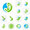 Set of Stomach with Leaf logo design concept, Healthy Stomach logo Template - Vector illustration Royalty Free Stock Photo