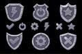 Set of stone menu shields icons for the game