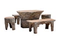 Set of stone table with bench isolated. Royalty Free Stock Photo