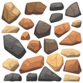 Set of stones. Image of various isolated stones or minerals