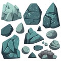 Set of stones. Image of various isolated stones or minerals