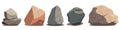 Set of stones. Image of various isolated stones or minerals