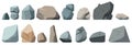 Set of stones. Image of various isolated stones or minerals