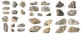 Set Stones isolated on white background Royalty Free Stock Photo
