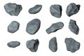 Set of stones isolated on white background. Various  stones isolated with clipping paths Royalty Free Stock Photo